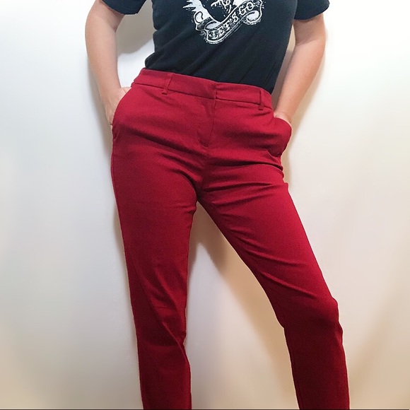 Kenar Pants - Kenar red straight leg pants